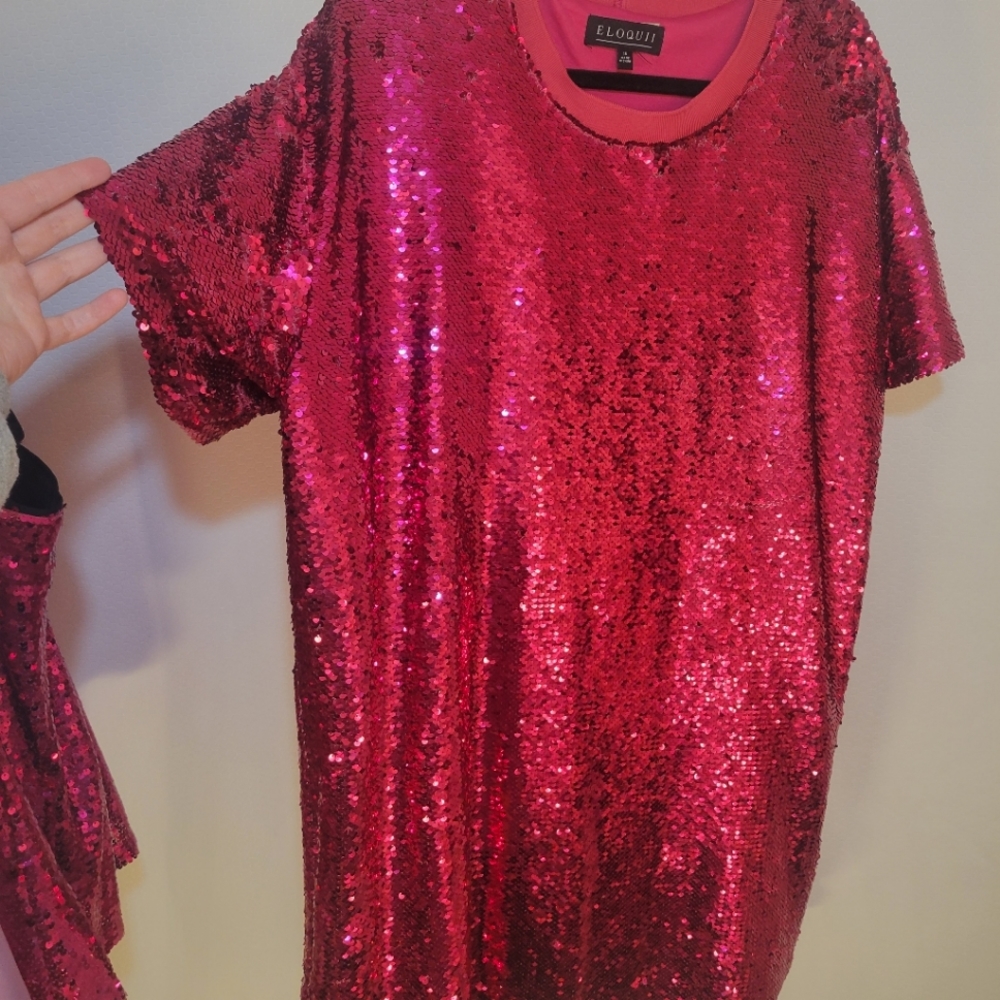 Eloquii Pink Elements Sequin Dress